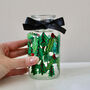 Green Holly Christmas Painted Bud Vase With Black Bow, thumbnail 1 of 6