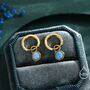 Sterling Silver Dangling Blue Opal Hoop Earrings, thumbnail 4 of 12