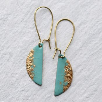 Seafoam Turquoise Enamel Earrings, 2 of 4