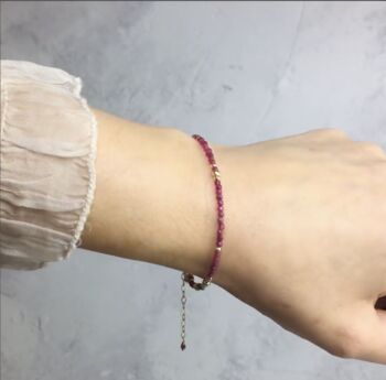 Skinny Ruby Bracelet In Gold Or Silver, 8 of 12