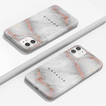 Personalised Gray Pink Marble Phone Case, 4 of 6