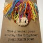 Rainbow Highland Cow Crochet Positivity Card Handmade Storm, thumbnail 2 of 9