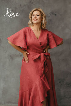 Linen Maxi Wrap Dress | Bridesmaid And Special Occasion Dress, 11 of 12