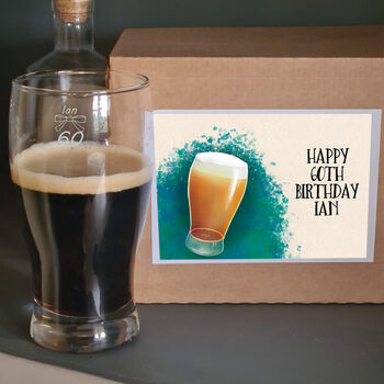 60th Birthday Bow Tie Beer Glass, 2 of 9
