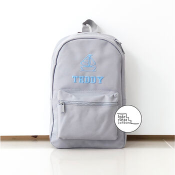Grey Personalised Name/Initials Unisex Mini Backpack, 7 of 9