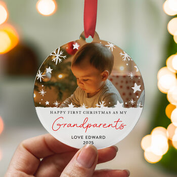 Baby's First Christmas Photo Ornament For Grandparents, 6 of 8