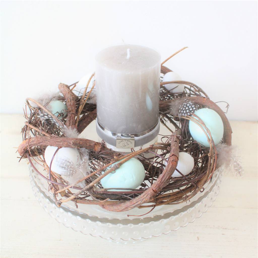 Easter Table Centerpiece With Candle By Ella James