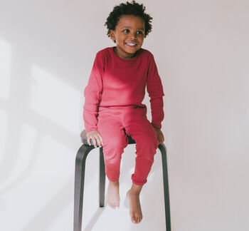 Claret Red Children's Pyjamas | Ribbed Loungewear, 3 of 6