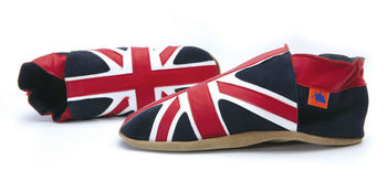 Mens Leather Union Jack Shoes , Slippers, 4 of 5