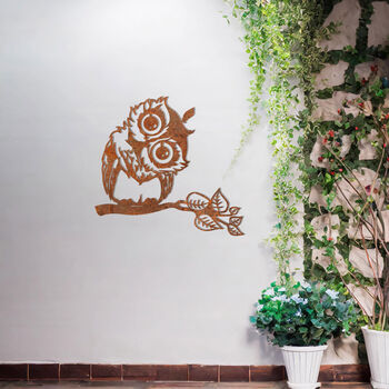 Metal Owl Wall Art On Branch For Garden Decor And Mom Gift, 8 of 10