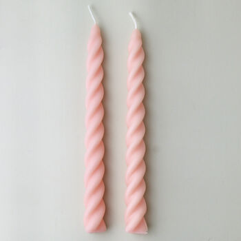 Pair Of Pastel Pink Beeswax Soy Blend Twist Candles, 2 of 4