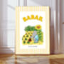 Babar Set Of Two Stripy Gardening Nursery Art Prints, thumbnail 4 of 4