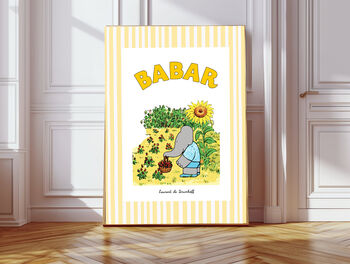 Babar Set Of Two Stripy Gardening Nursery Art Prints, 4 of 4
