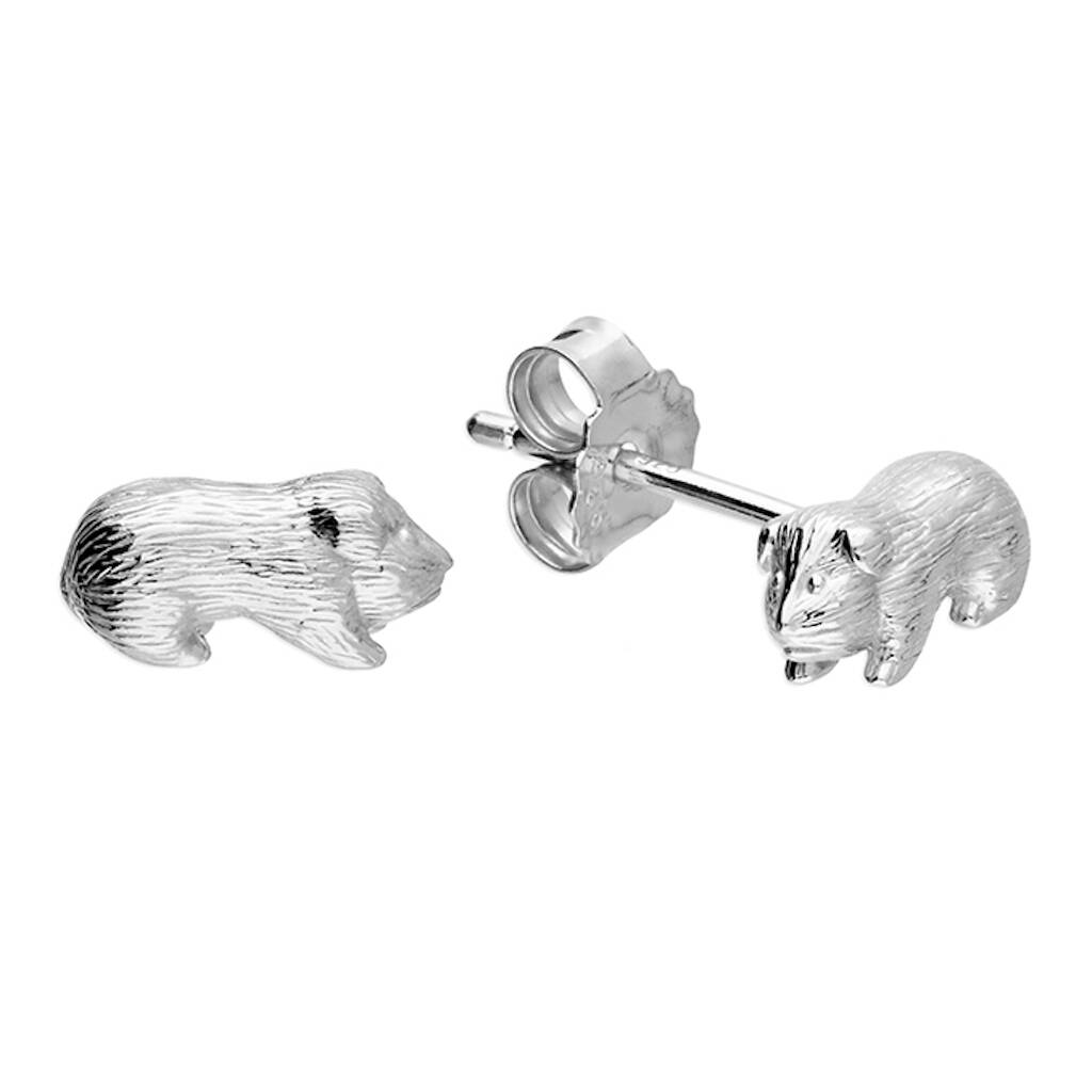 18ct Gold Plated Or Silver Guinea Pig Stud Earrings By Hurleyburley