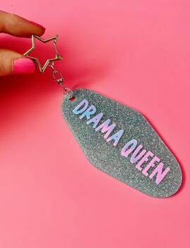 The 'Drama Queen' Motel Keyring — Sparkle Edition / Retro Glitter Key Fob / Funny Gift For Her, 5 of 6