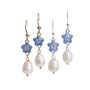 Forget Me Not And Freshwater Pearl Dangle Earrings, thumbnail 2 of 2