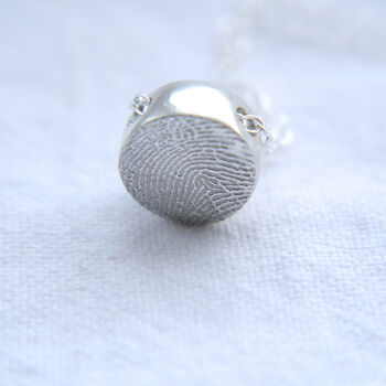 Double Sided Fingerprint Slider Recycled Silver Charm, 4 of 7