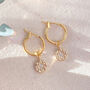 Alana Gold Plated Hoop With Cubic Zirconia Charm, thumbnail 2 of 5