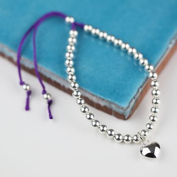 Silver Heart And Bead Friendship Bracelet, 3 of 7