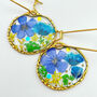 Dangle Earrings With Blue Flowers In Silver Or Gold, thumbnail 1 of 11