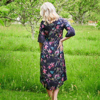 Rosella Dress In Navy Botanical, 2 of 7