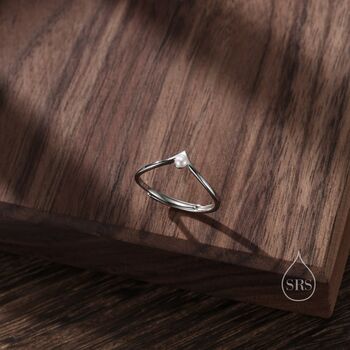 Genuine Freshwater Pearl Chevron Ring In Sterling Silver, 2 of 11