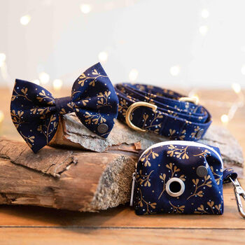 Navy Mistletoe Dog Collar, 8 of 12