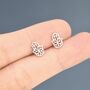 Hamsa Hand Stud Earrings In Sterling Silver, thumbnail 2 of 11