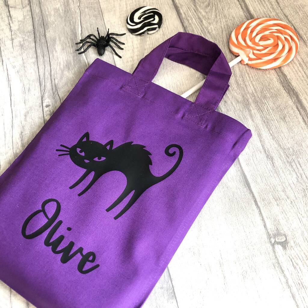 Personalised Halloween Spooky Cat Treat Bag, 1 of 4