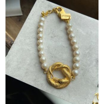 Snake Pearl Bracelet Gold Plated, 4 of 4