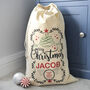 Personalised Christmas Wreath Style Cotton Sack, thumbnail 2 of 2
