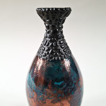 Hand Crafted Copper Turquoise Raku Bottle, 5 of 8