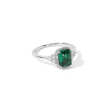 White Gold Emerald And Natural Diamond Halo Ring, 3 of 4