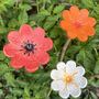 Set Of Five Ceramic Flower Cane Toppers And Bee Bath Sunset Colours, thumbnail 3 of 11