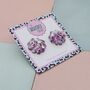 Sea Shell Glitter Resin Stud Earrings Pink, Blue And Coral, thumbnail 3 of 12
