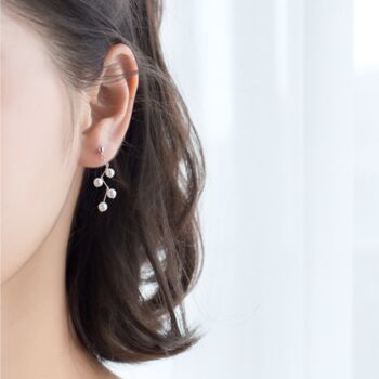 Sterling Silver Pearl Scatter Dangle Stud Earrings, 2 of 3