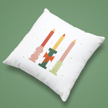 Festive Candle Trio Christmas Cushion, 2 of 5