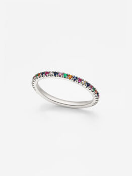Sterling Silver Rainbow Stacking Ring For Women, 6 of 6