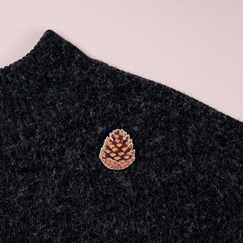 Wooden Pine Cone Brooch, 3 of 4