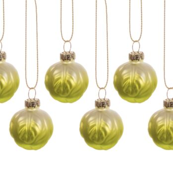 Set Of Six Mini Brussel Sprout Vegeta Baubles, 2 of 2