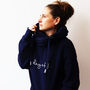 Cowl Neck Navy Day Off Hoodie, thumbnail 3 of 6