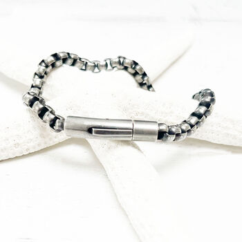 Grey Black Silver Titanium Steel Bracelet Gift For Him, 2 of 5