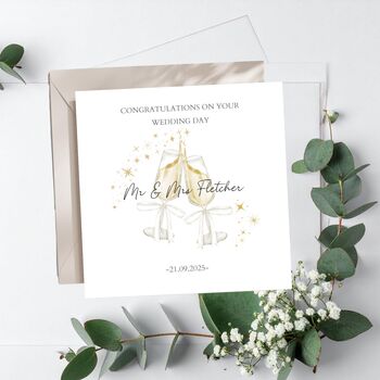 On Your Wedding Day Champagne Flute Card, Mr And Mrs Wedding Card, 2 of 3