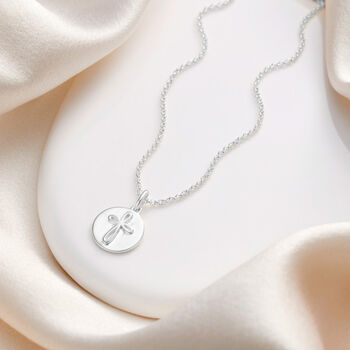 Personalised Cherish Disc Necklace Sterling Silver | Baptism | 1st Birthday | Engraved Jewellery, 2 of 6
