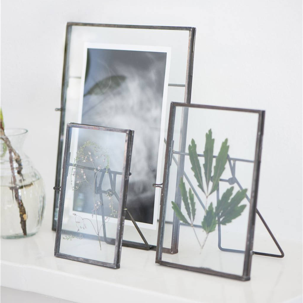 standing zinc glass photo frame by the little house shop
