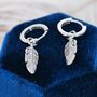 Sterling Silver Feather Hoop Earrings, thumbnail 1 of 11