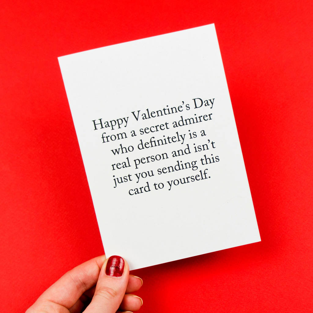 Secret Admirer Funny Valentines Card By Darwin Designs
