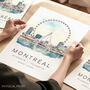 Canada Travel Wall Print Of Montreal With Map Coordinates, thumbnail 1 of 7
