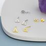 Tiny Triangle Stud Earrings In Sterling Silver, thumbnail 6 of 11
