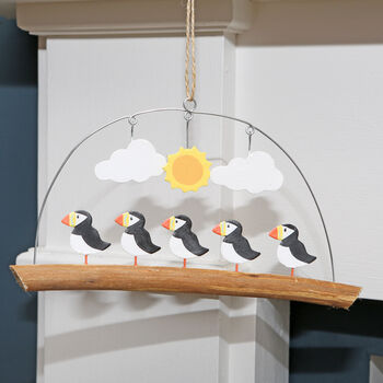Five Puffins And Sun Hanging Decoration, 2 of 4